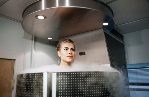 Anastasia Garvey, an actress and model, stays relaxed and focused by exposing her body to air cooled to minus 260 degrees. She undergoes the three-minute cryotherapy sessions three times a week.