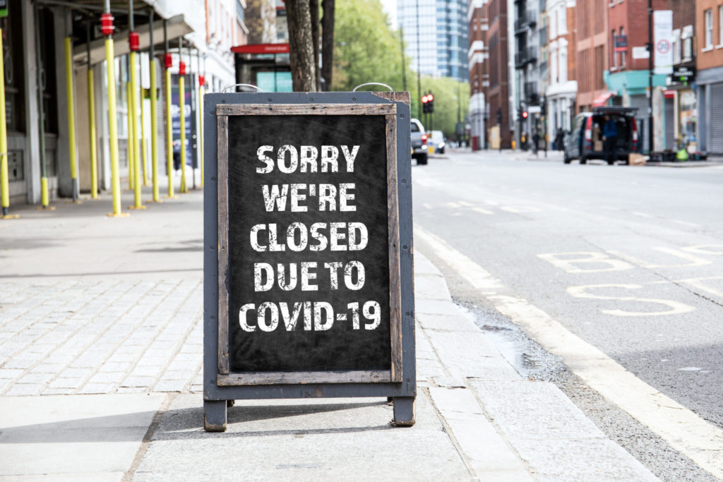 sorry we're closed due to covid-19 sign