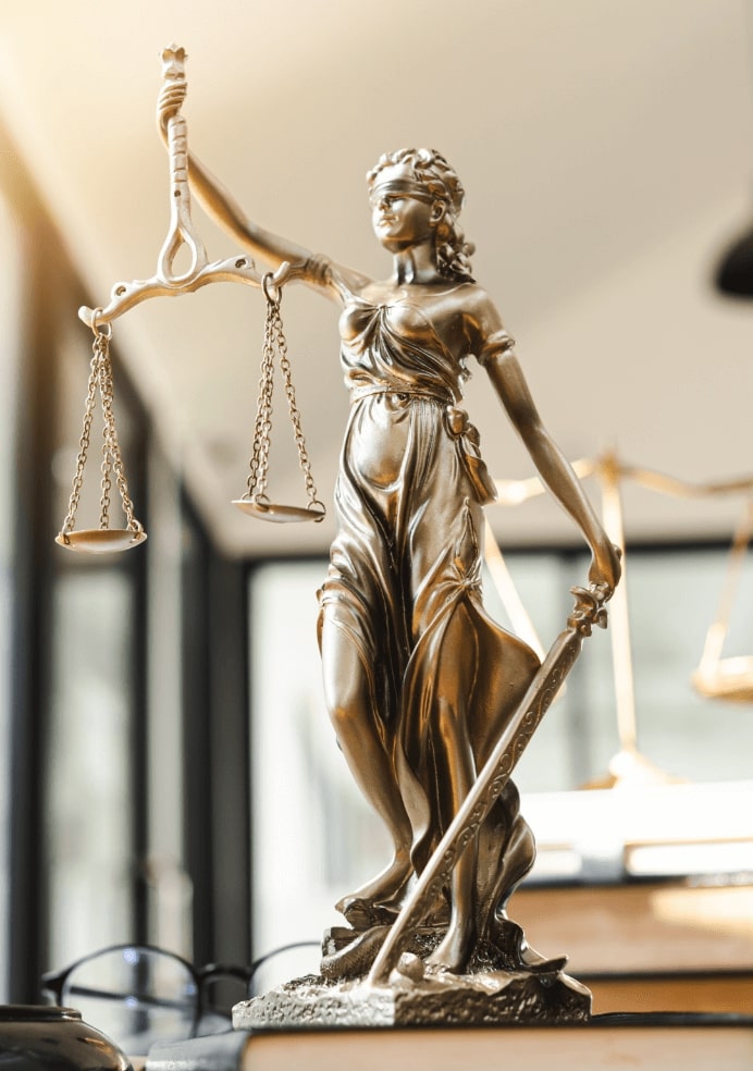 Statue of Lady Justice at the Emery Reddy office.