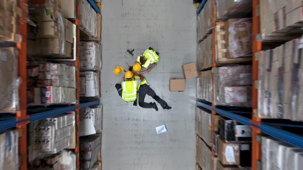injured worker at a shipping facility