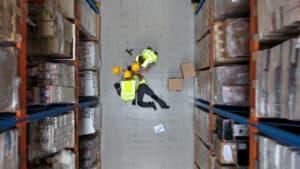 injured worker at a shipping facility