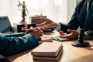 client and attorney discussing case
