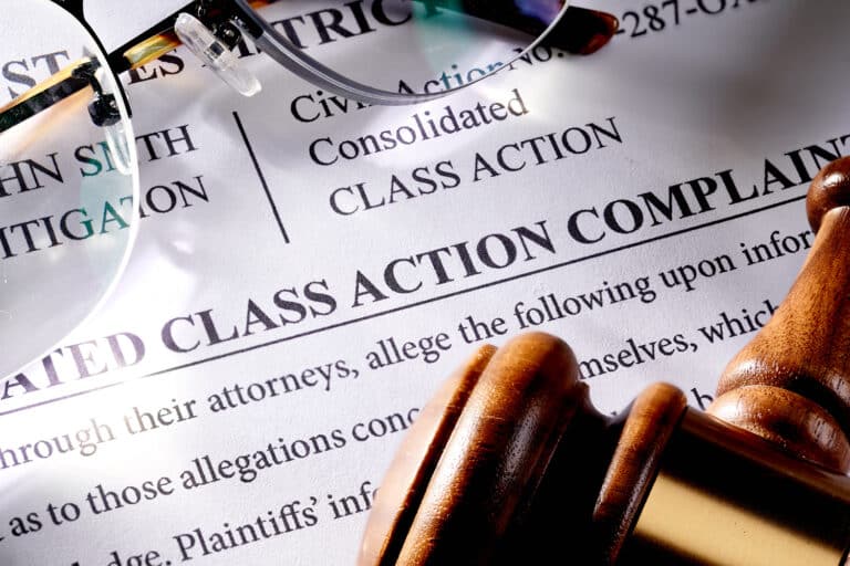 Class Action legal document with gavel for lawsuit. Concept for legal class action lawsuit