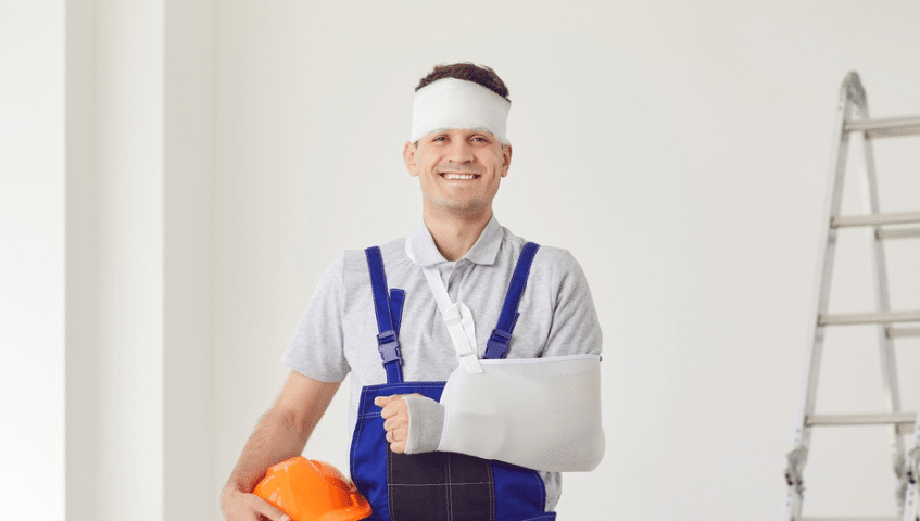 An injured worker smiling
