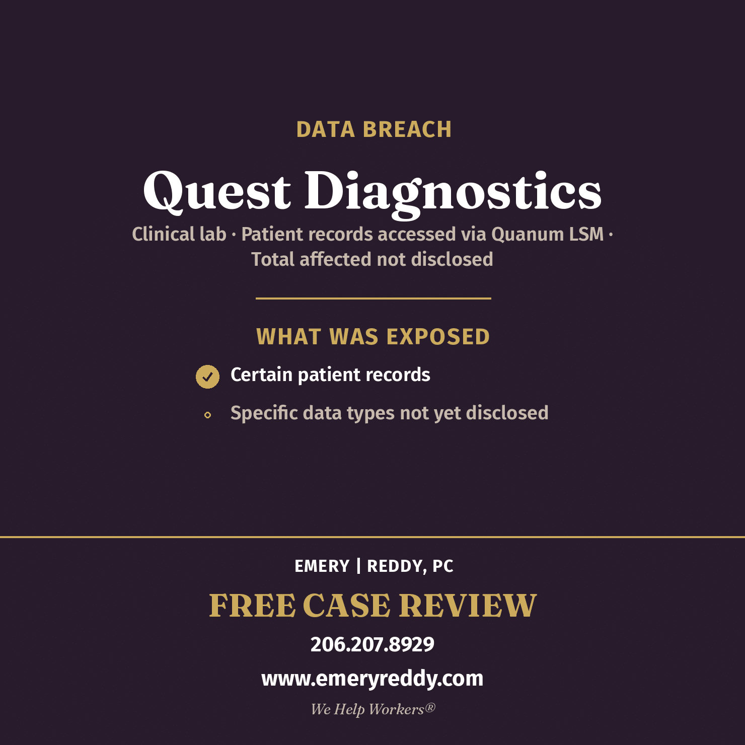Quest Diagnostics Data Breach Lawsuit | Emery Reddy