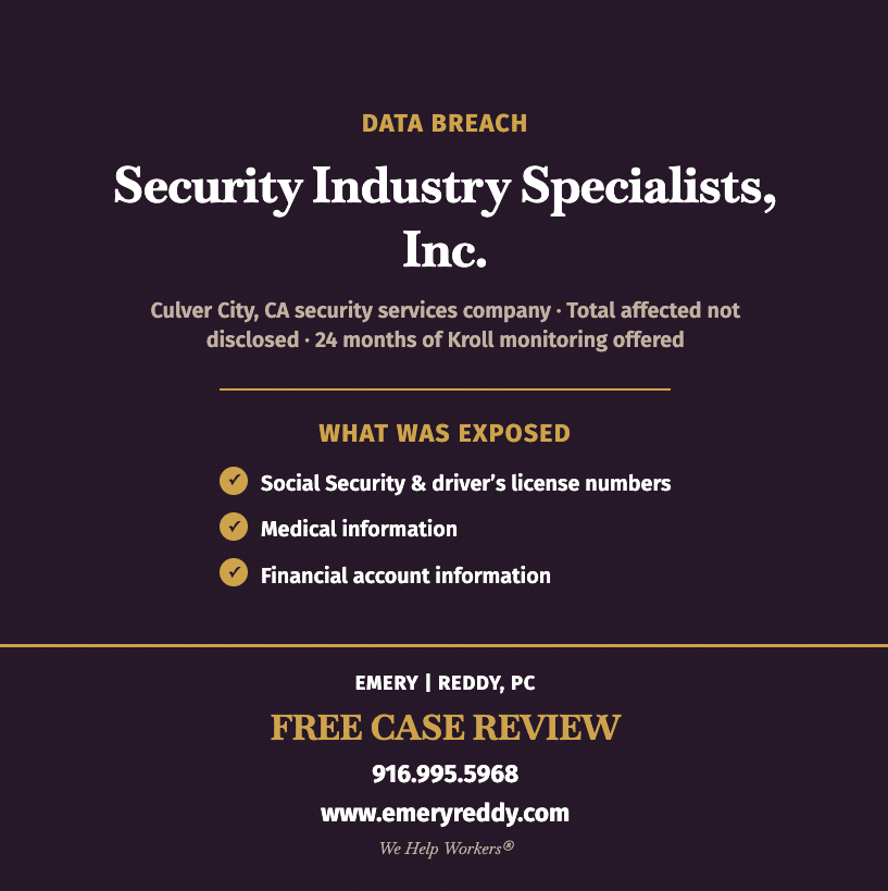 Security Industry Specialists Data Breach